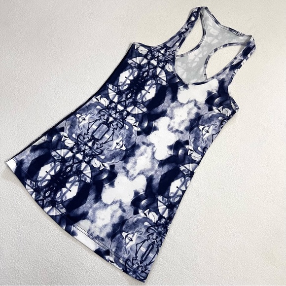 Lululemon Women Cool Racerback CRB Ink Blot White Deep Indigo Navy Tank Top 4/6 - Picture 2 of 8